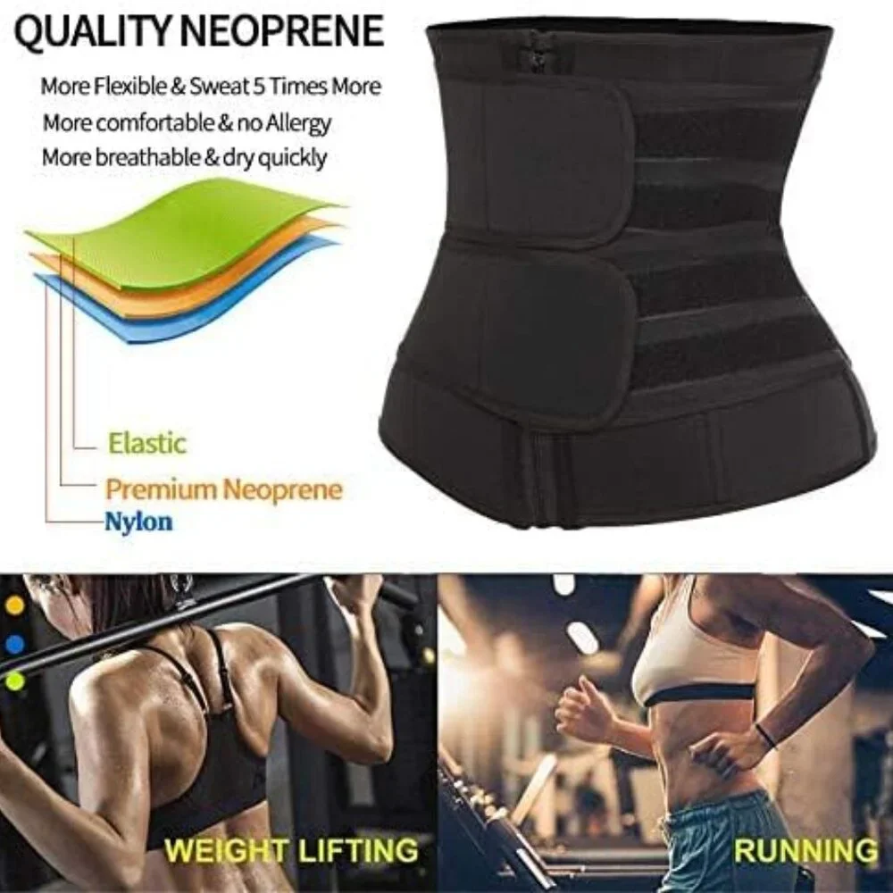 Double Adj. Belt Abdominal Waist Trainer Trimmer